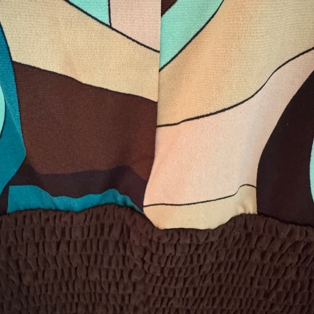 Rabbit Rabbit Rabbit Brown and Green Puff Sleeve Dress - Picture 4 of 9